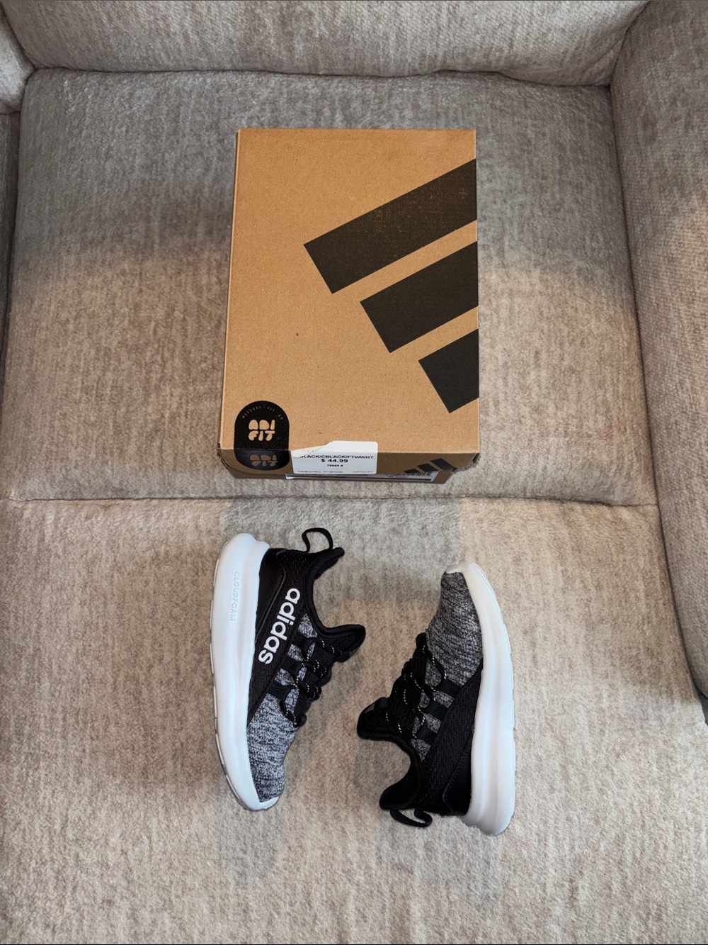 Adidas Kids Black and Gray Knit Slip-On Sneakers